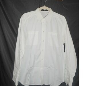 Givenchy Mens White Cotton Button Down Shirt Shoulder Epaulettes Pockets 16
